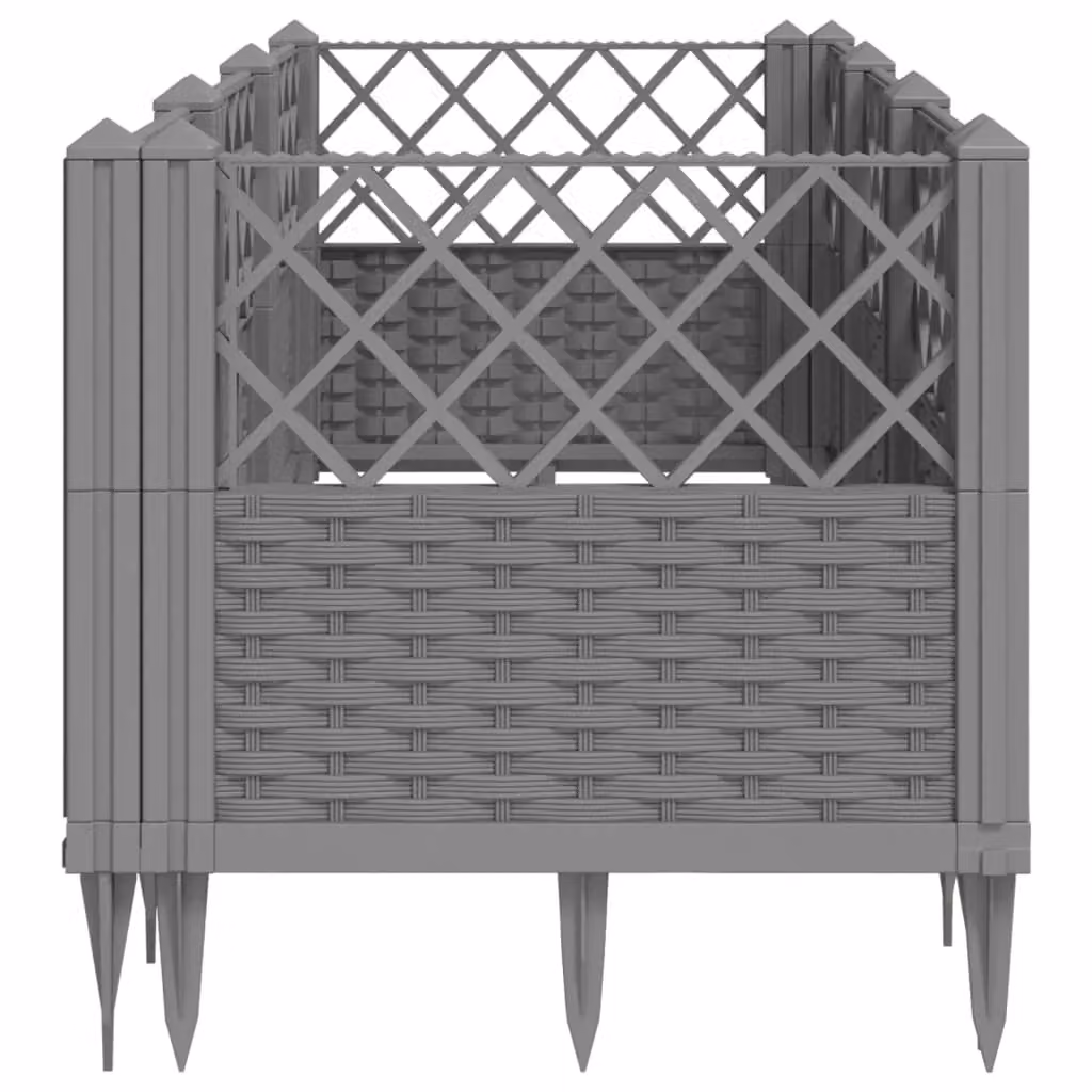Berkfield Home Garden Planter with Pegs, Light Grey, W: 123.5 cm, D: 43.5 cm, H: 43.5 cm – 3