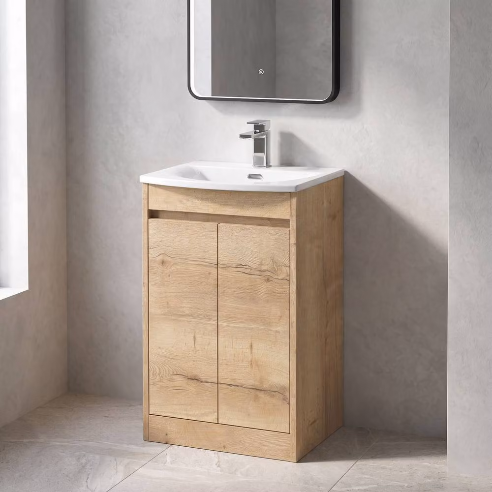 Balterley Chartley 2 Door Bathroom Vanity Unit with Curved Basin in Autumn Oak Brown, W: 50 cm – 3