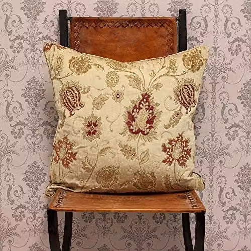 Paoletti Zurich Floral Jacquard Square Cushion in Beige, W/D/H: 45 x 45 x 45 cm – 2