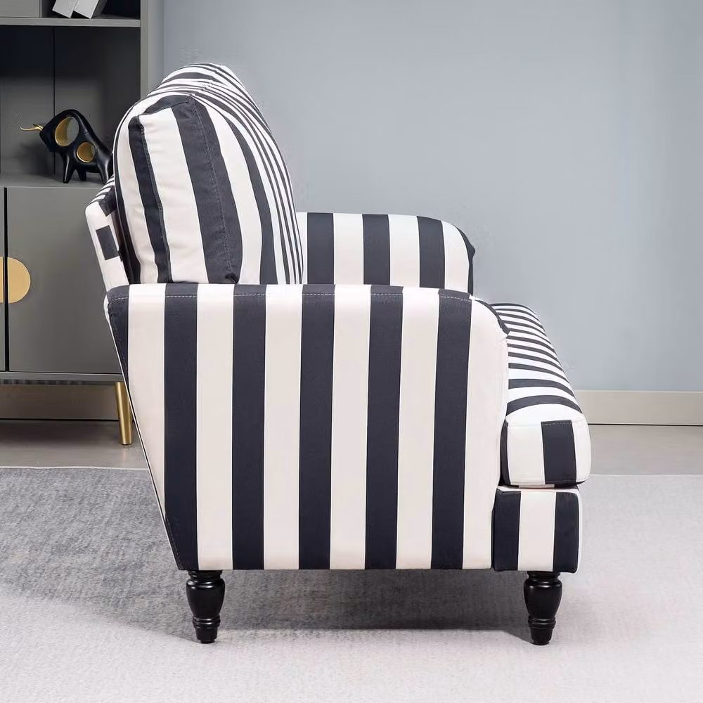 STILVORA Black Velvet Cuddle Chair with Armrests and Rubberwood Legs – 9
