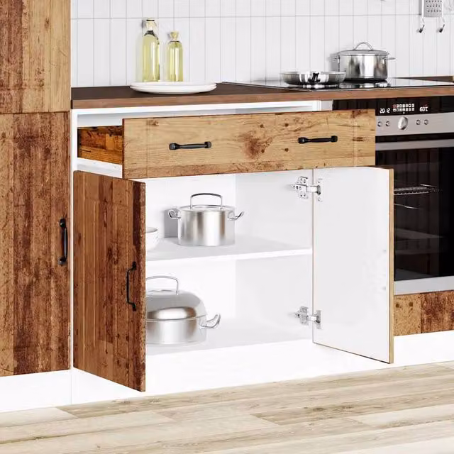 Berkfield Home Lucca Kitchen Base Cabinet in Brown Old Wood – 1