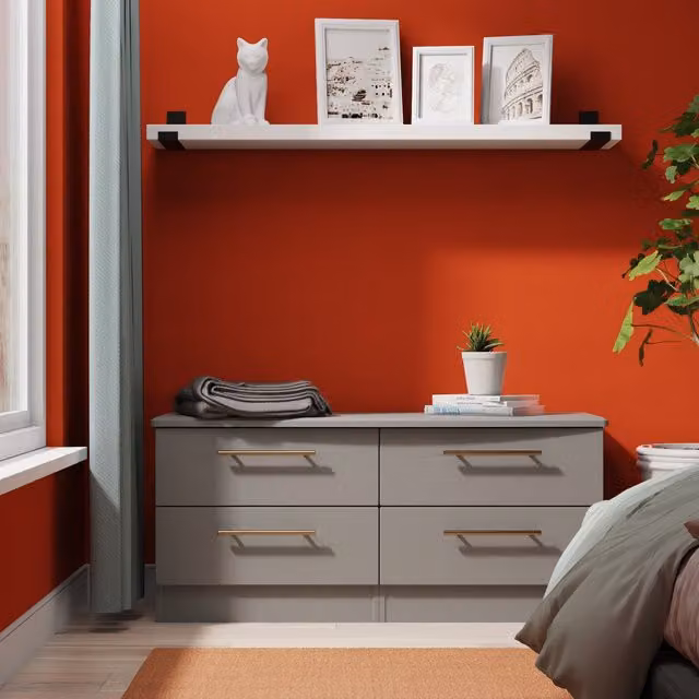 Haworth Ready Assembled 4 Drawer Bed Box in Dusk Grey and Gold