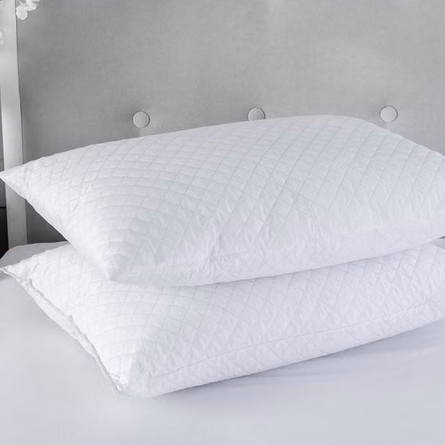Snug City Pair of Soft White Quilted Microfibre Pillows with Hollowfibre Filling, Non-Allergenic