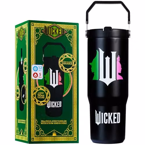 Get Trend Wicked Insulated Metal Travel Tumbler with Flip Up Straw and Handle, 850ml, Black