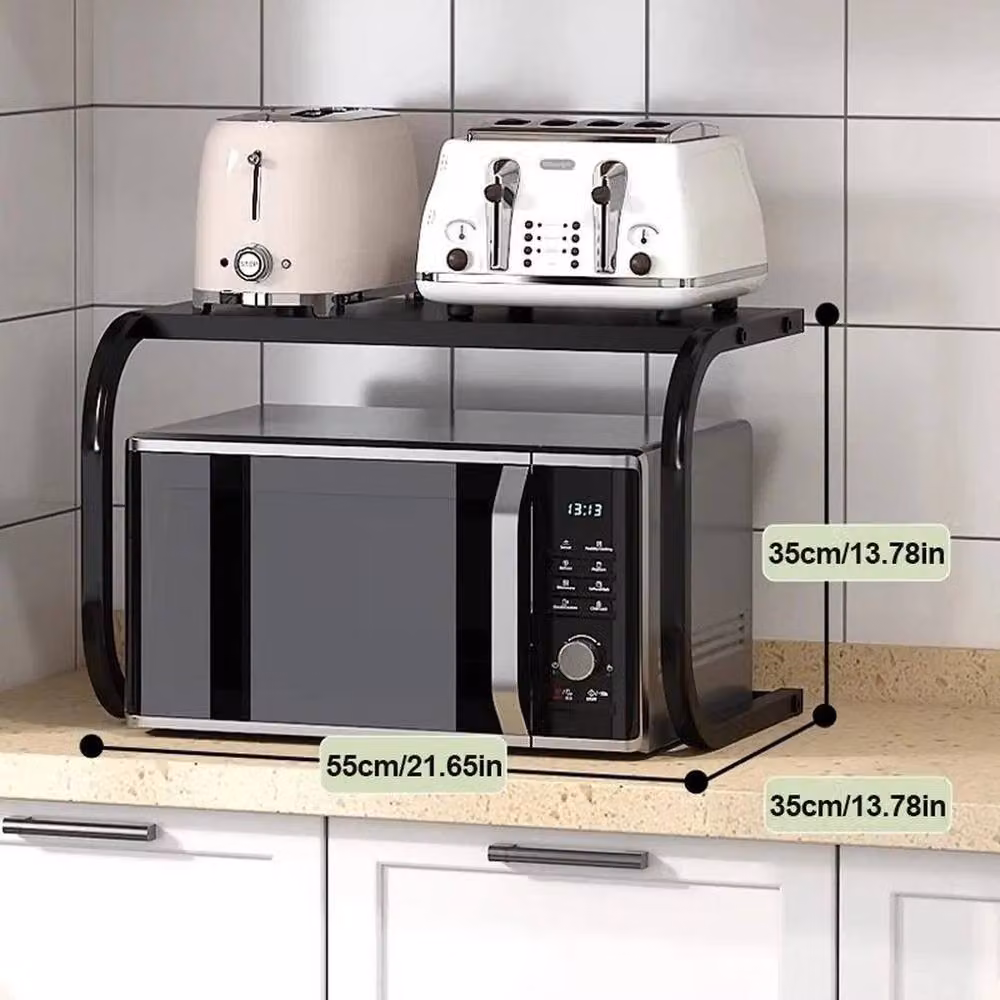 Kelvenix 2 Tier Microwave Oven Rack Stand in Matt Black, W/D/H: 54.5 x 36.0 x 34.0 cm – 2