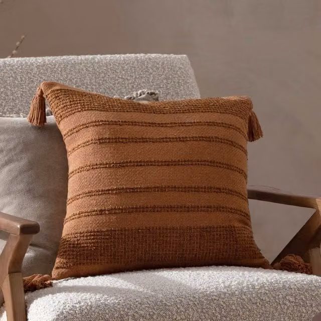 Riva Home Orange Square Polyester Filled Boho Cushion W/D/H: 45 x 45 x 45 cm – 1