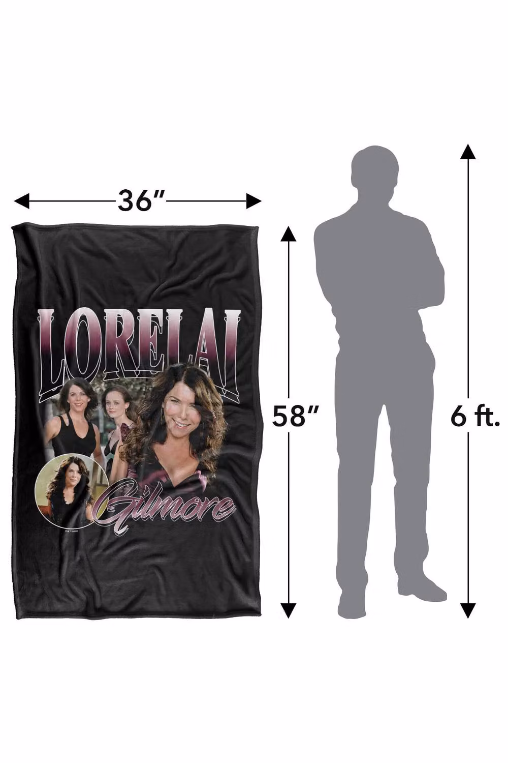 Warner Bros. Gilmore Lorelai Bootleg Super Soft Fluffy Polyester Throw Blanket in Multicolour and Black, Large – 3