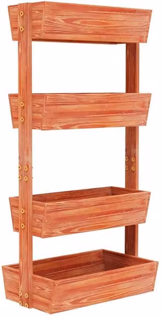 Kelvenix 4-Tier Wooden Raised Garden Bed Vertical Planter Box in Brown, W/D/H: 141 x 65 x 42 cm