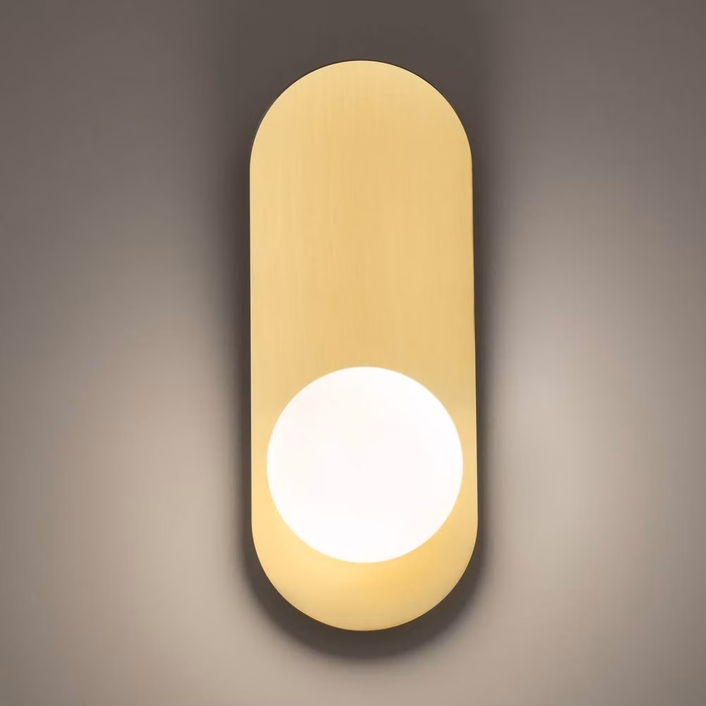 Netlighting Bao Modern Globe Wall Light with White Glass Shade and Gold Brass Finish, G9 – 2