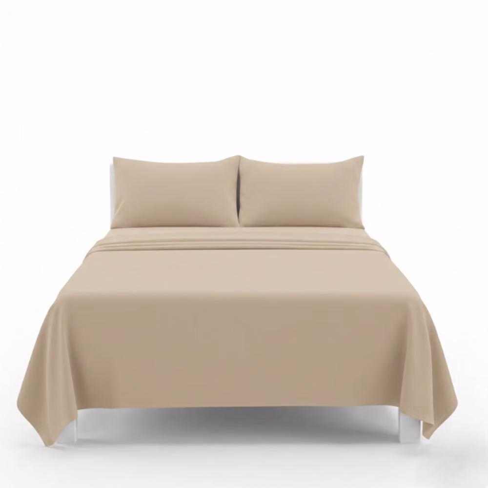 Snug City Easy Care Polycotton Flat Bed Sheet in Beige, Super King, 200 x 200 cm – 2