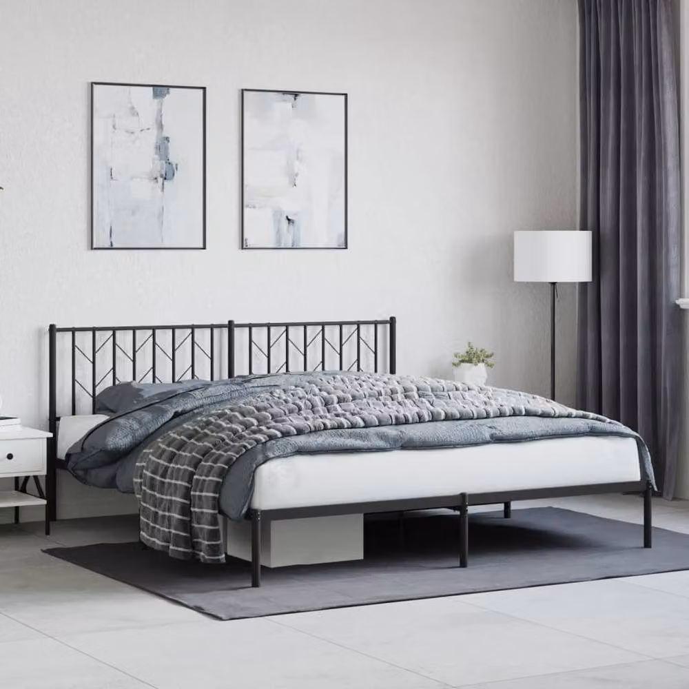 Berkfield Home Modern Metal Bed Frame with Headboard, Black, 183 x 213 cm – 2