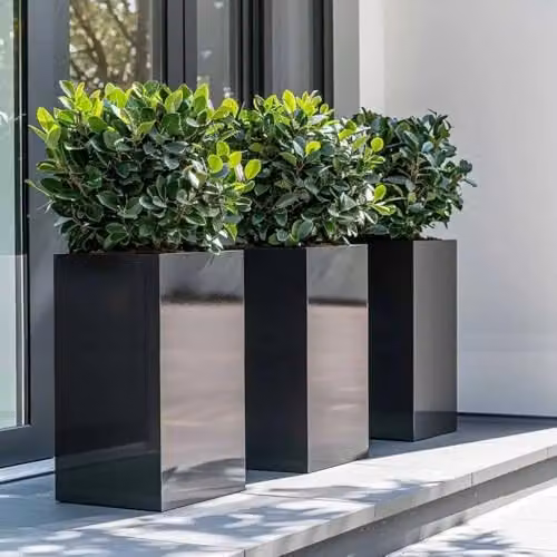 Tulipy Galvanised Steel Tall Square Planter, Black, W: 25 cm, D: 25 cm, H: 50 cm – 2
