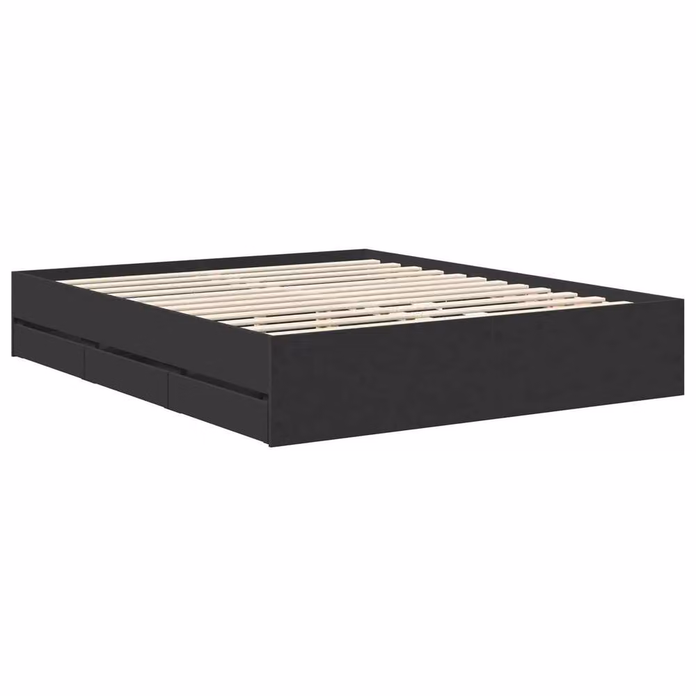Berkfield Home Modern Bed Frame with Drawers in Black, Engineered Wood, W: 160 cm, L: 200 cm – 3