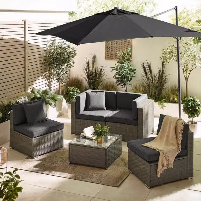 FurnitureboxUK Orlando 4 Seater Modular L-Shape Outdoor Garden Rattan Sofa Set in Grey – 2