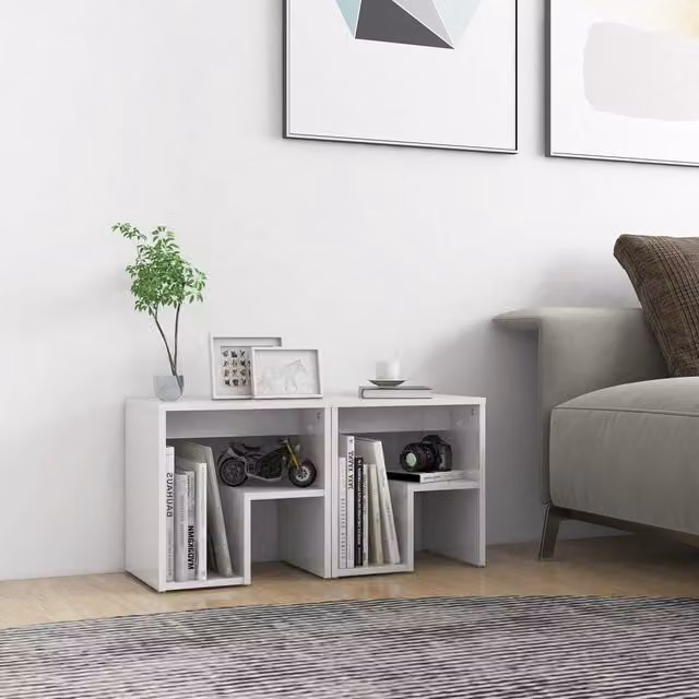Berkfield Home Set of 2 High Gloss White Bedside Cabinets, W/D/H: 40 x 30 x 40 cm – 1