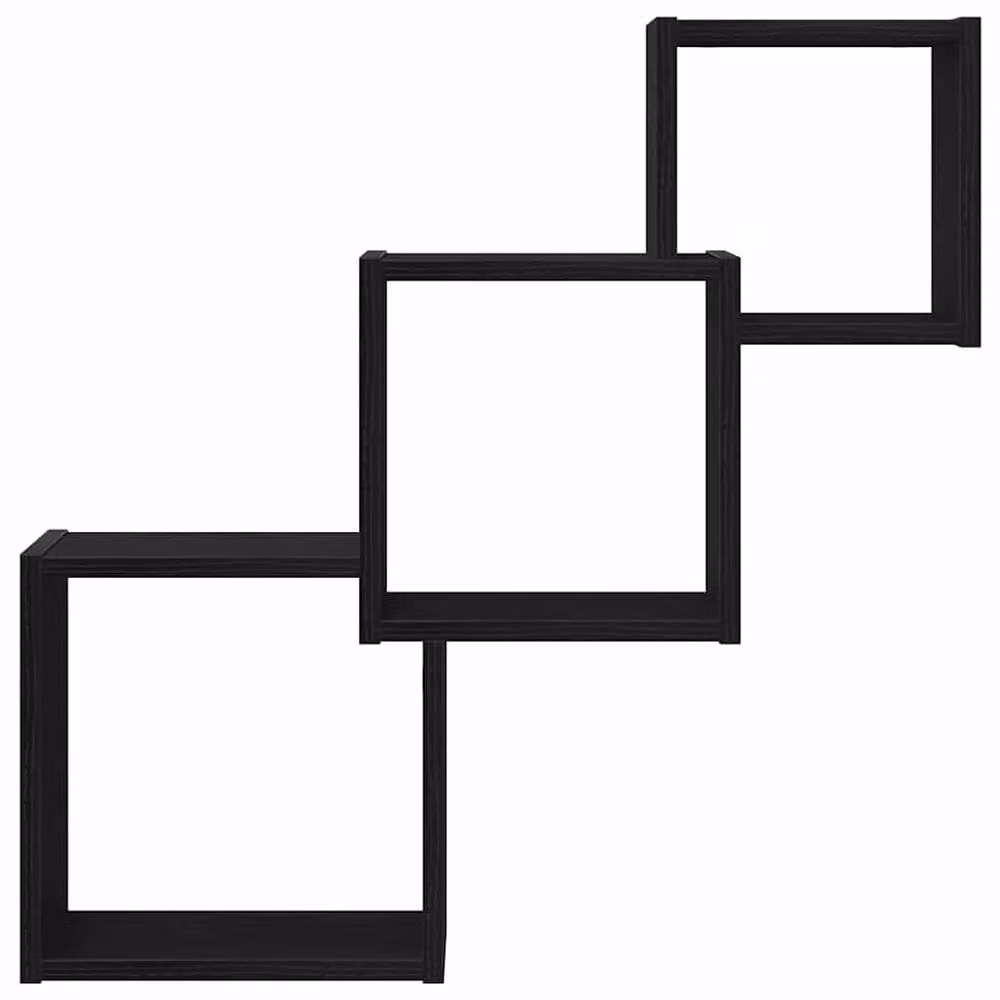 Berkfield Home Wall Mounted Cube Shelves in Black Oak, W/D/H: 68 x 15 x 68 cm – 3