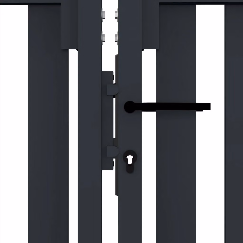 Berkfield Home Steel Double Door Swing Fence Gate in Anthracite, W: 306 cm, H: 200 cm – 3