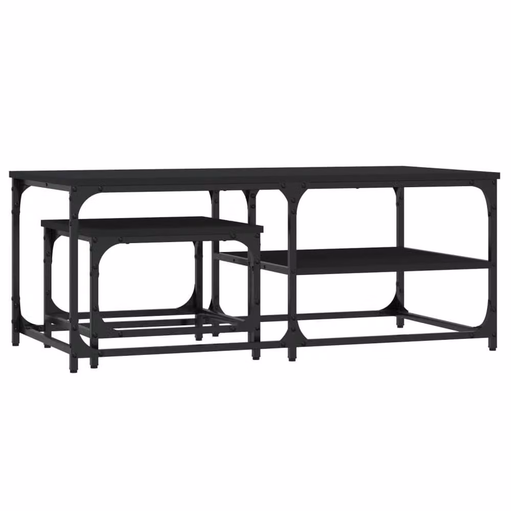 Berkfield Home Nesting Coffee Tables, 2 Piece Set in Black Engineered Wood – 3