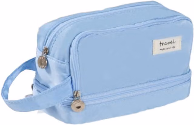 Jaoyeh Trading Ltd Blue Polyester Flat Pouch Zip Pencil Case