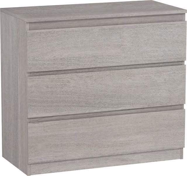 HOMCOM Modern Grey Wood Effect Chest of Three Drawers – 1