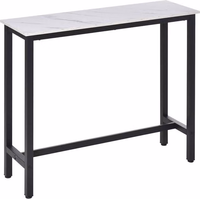 ERGOVEXA Modern Rectangular Bar Table with White Marble Effect Composite Top, W/D/H: 120 x 40 x 100 cm – 1