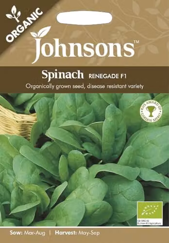 Johnsons Organic Renegade F1 Spinach Vegetable Seeds, Green – 1