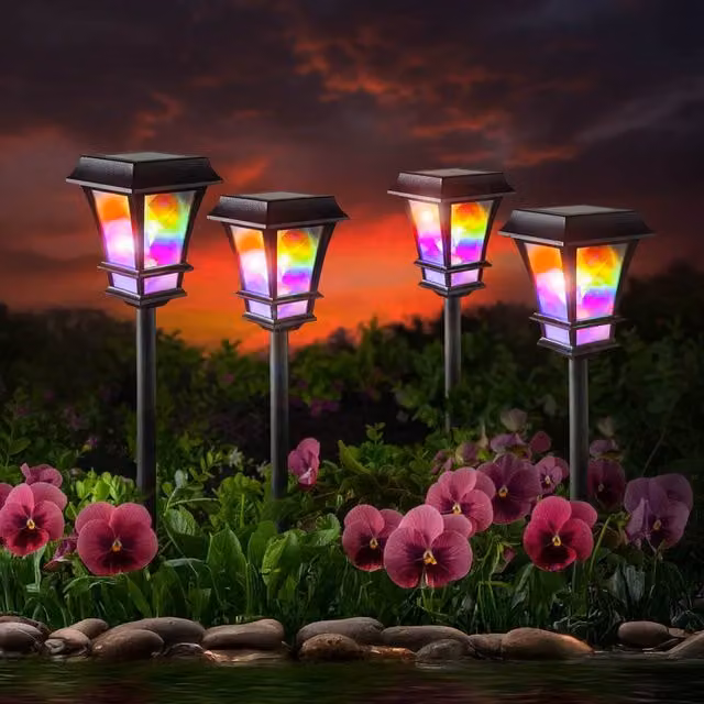 Gainsborough Set of 4 Multicolour Solar Garden Stake Lights with Galaxy Effect Lanterns, Height: 43 cm – 1
