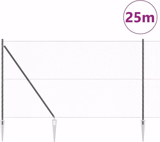 Berkfield Home Grey Powder-Coated Steel Hexagon Fence, H: 160 cm x W: 25 m