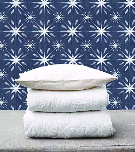 Galerie Nordic Elements Star Design Abstract Geometric Wallpaper, Blue and White, W: 53 cm, L: 10 m – 3