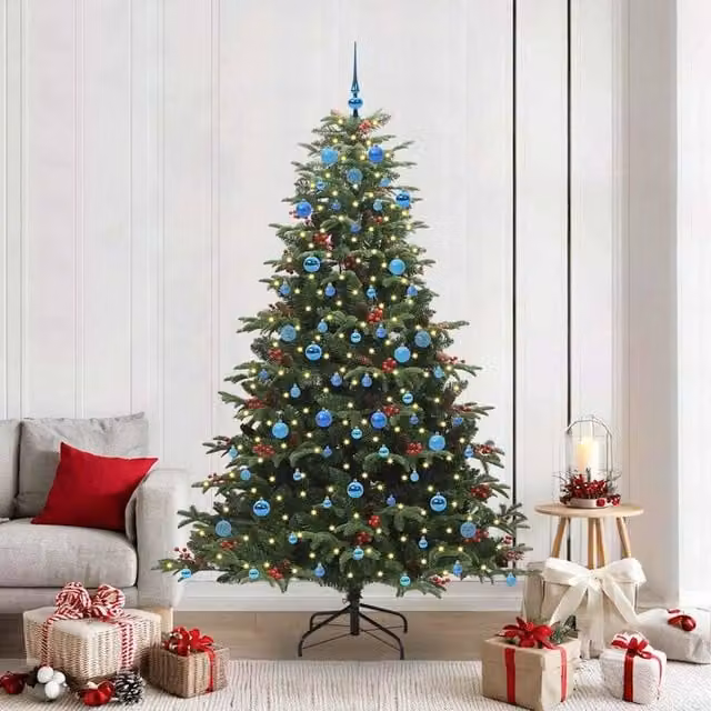 Berkfield Home Artificial Green Christmas Tree with 300 LEDs and Stand, Height: 210 cm