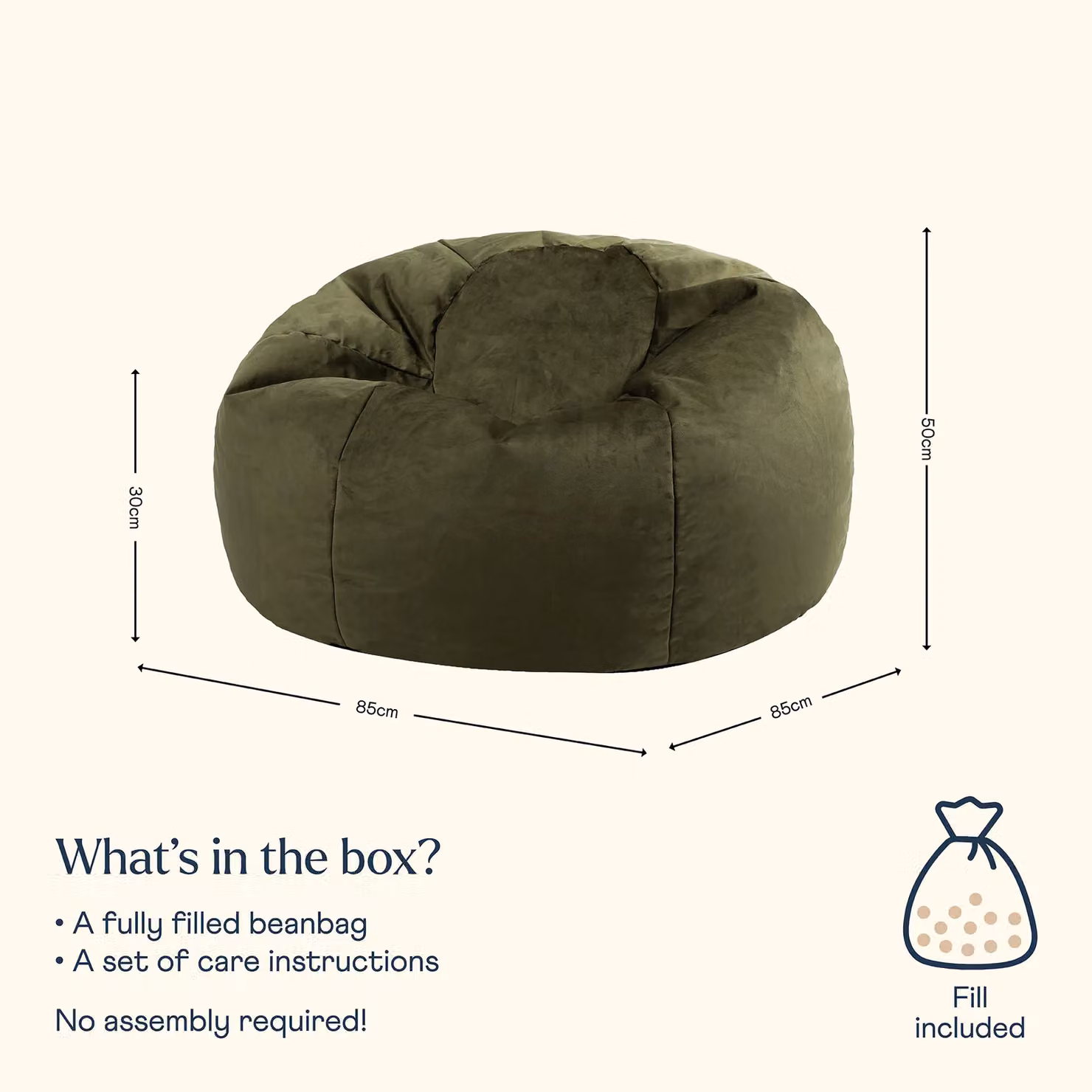 icon Kingston Classic Velvet Bean Bag Chair in Ochre Yellow and Olive Green – 2
