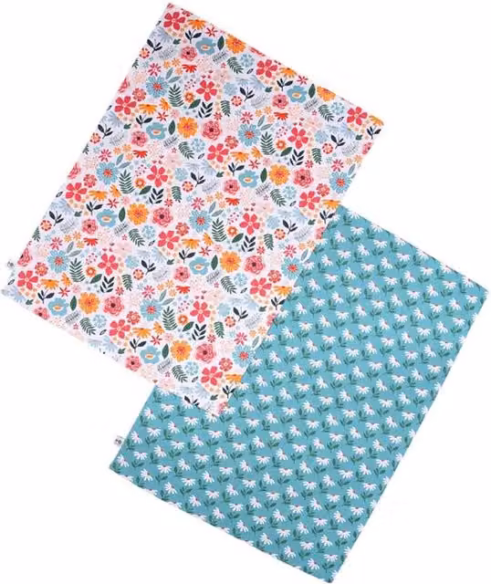 RHS Cottage Garden Floral Cotton Tea Towel Set of 2, Multicolour