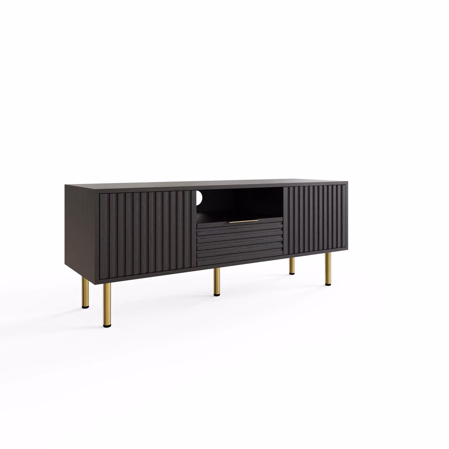 GFW Nervata Black and Gold 2 Door 1 Drawer TV Cabinet – 3
