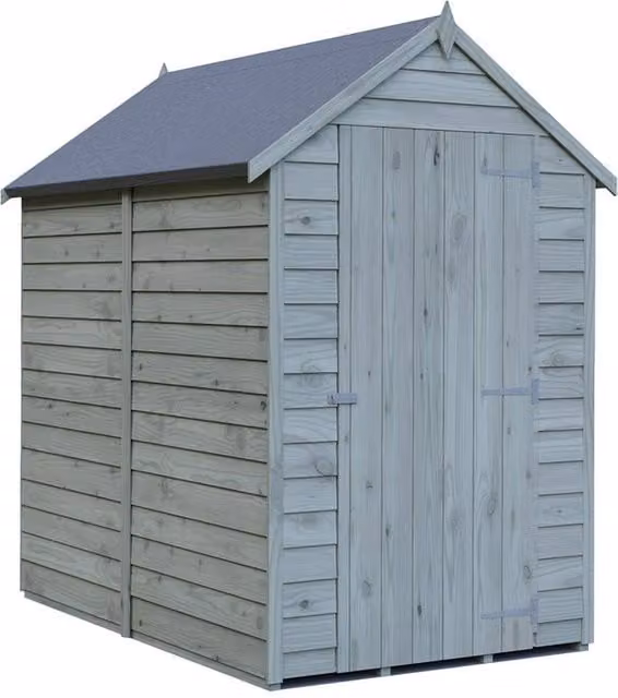 Shires Overlap Pressure Treated Single Door Shed in Grey, W: 182.8 cm, D: 201.9 cm, H: 135.9 cm – 1