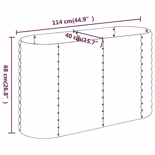 vidaXL Galvanised Steel Garden Raised Bed, Silver, W: 114 cm, D: 40 cm, H: 68 cm – 3