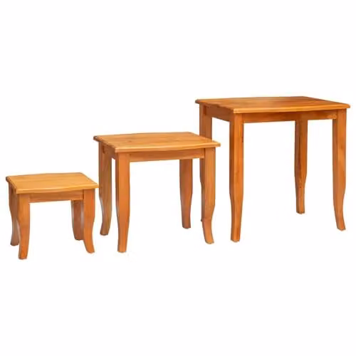 vidaXL Nesting Side Tables, 3 Piece Set, Brown, W/D/H: 60 x 45 x 60.5 cm