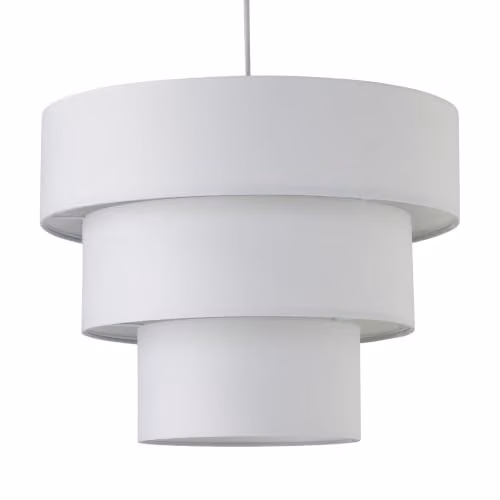 firstchoicelighting Modern Tier Design Fabric Ceiling Light Shade in White, Diameter: 38 cm