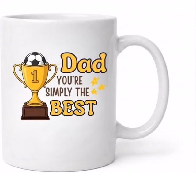 Dyzi Dad Youre Simply The Best Ceramic Coffee Mug in White and Gold – 1
