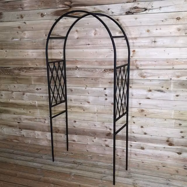 Samuel Alexander Black Steel Garden Rose Arch Trellis Support, H: 228 cm, W: 110 cm, D: 110 cm