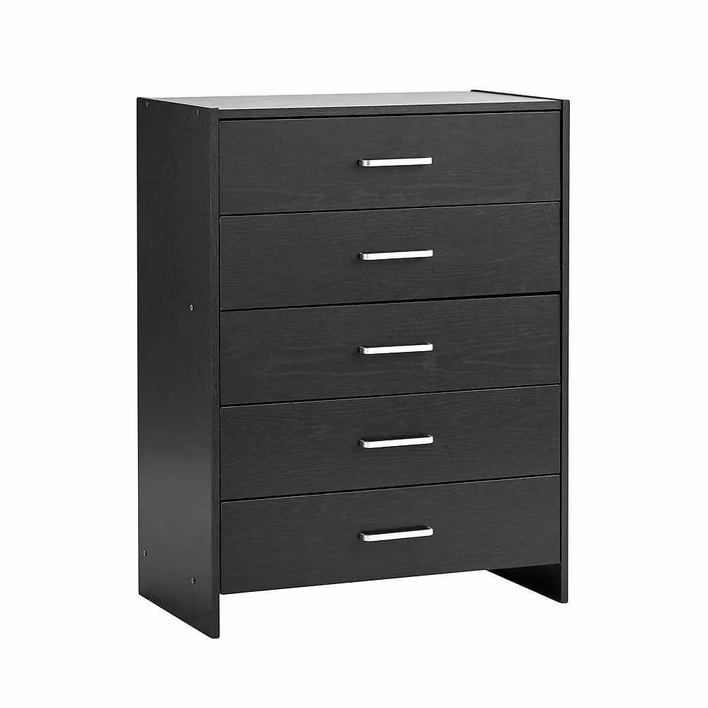Home Source 5 Drawer Oak and Black Bedroom Chest and Storage Organiser – 3