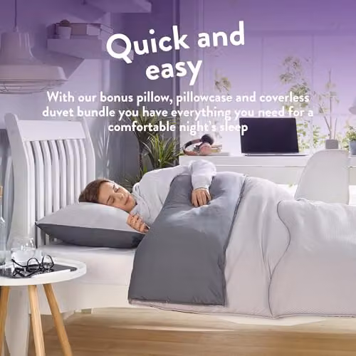 Slumberdown Back to Uni Grey Embossed Double Bed Set with 10.5 Tog Coverless Duvet, 2 Pillows and 2 Pillowcases, W/D/H: 200 x 200 cm – 2