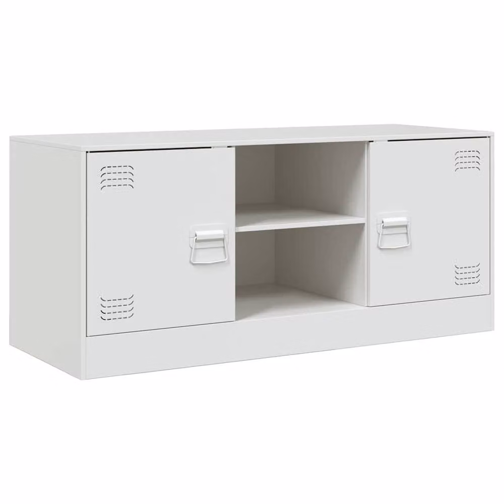 Berkfield Home White Metal TV Cabinet W: 99 cm, D: 39 cm, H: 44 cm – 3