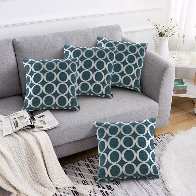 Luxor Living Chenille Cushion Set of 4 in Blue Turquoise, W/D/H: 45 x 45 x 45 cm – 1