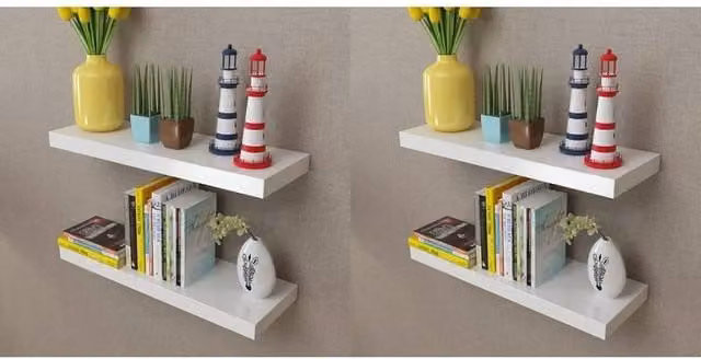 Berkfield Home Set of 4 White Wall Mounted MDF Shelves, Width: 60 cm – 1