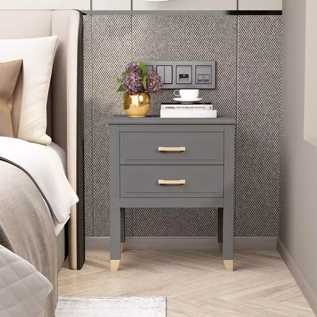 Cabinet Bits Modern Grey Metal Bedside Table