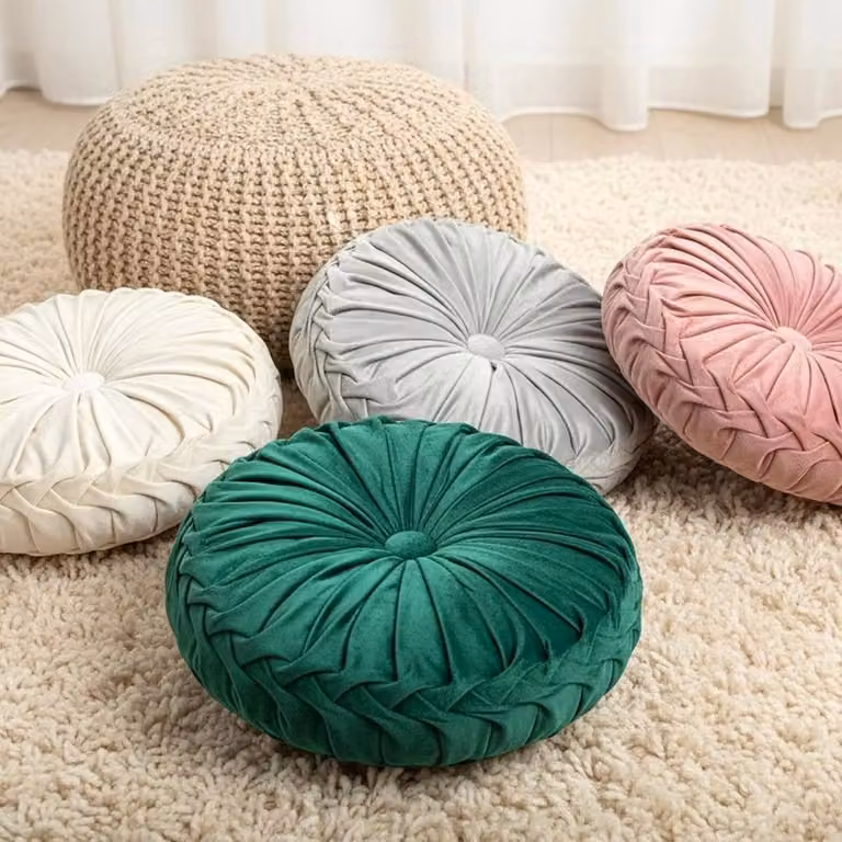 Kelvenix Grey Round Pumpkin Cushions, 2 Pack, W: 100 cm x L: 190 cm