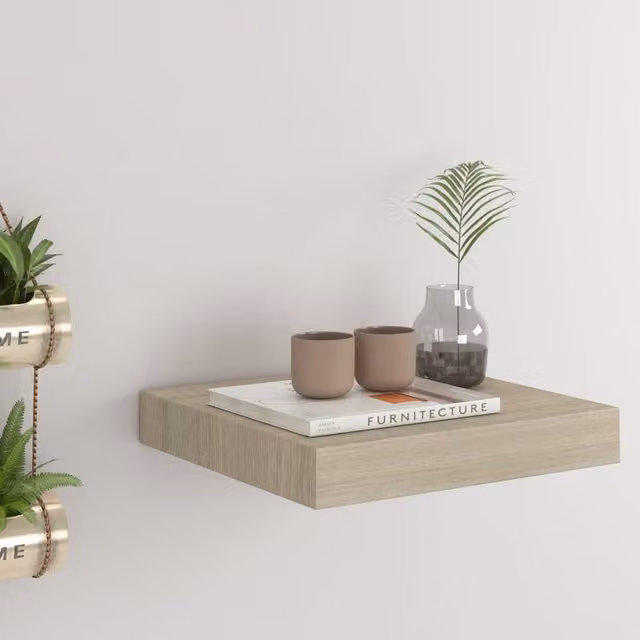 Berkfield Home Floating Wall Shelf in Oak Brown, W/D/H: 23 x 23.5 x 3.8 cm