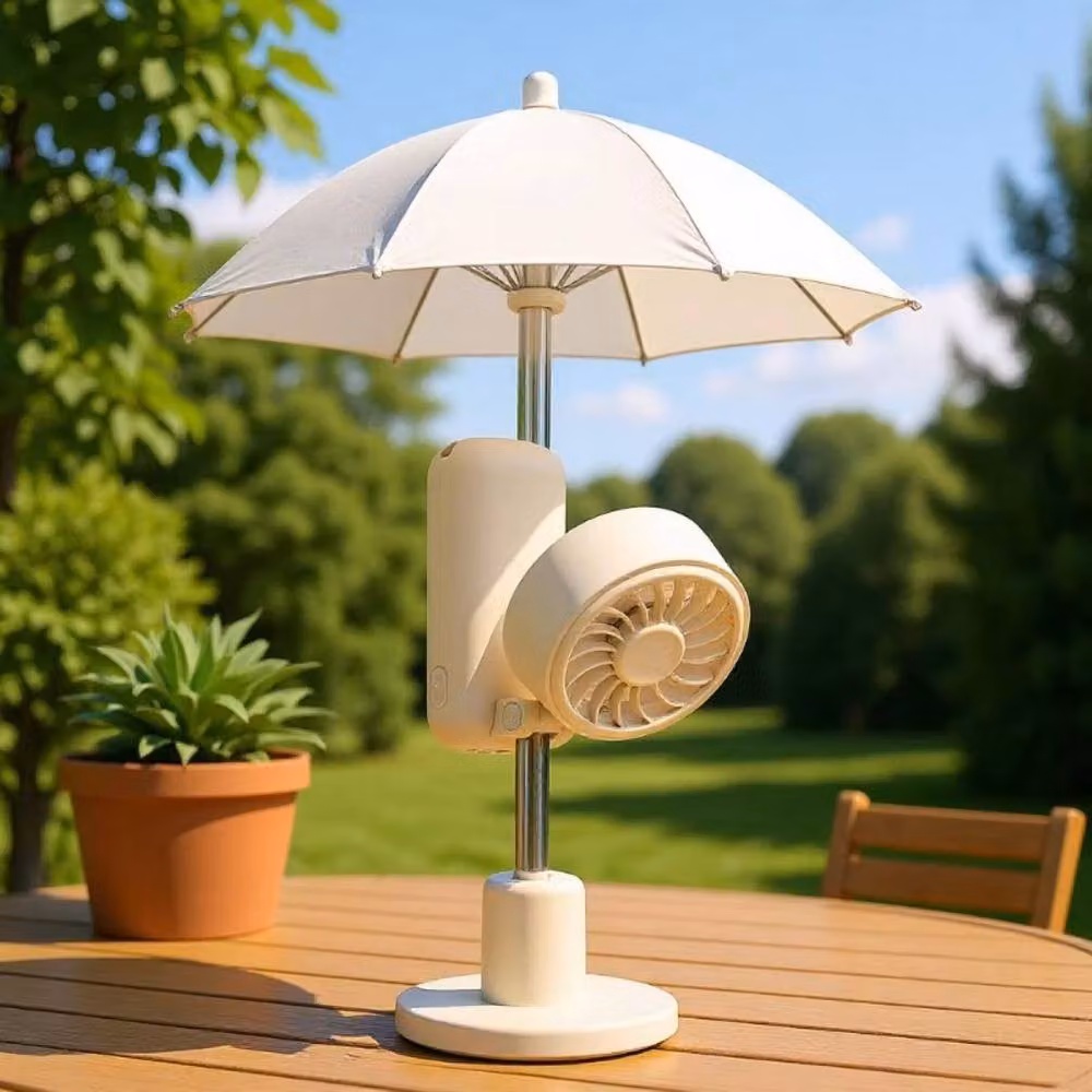 Quipulse Rechargeable Mini Multifunctional Umbrella Clip Fan in White – 2
