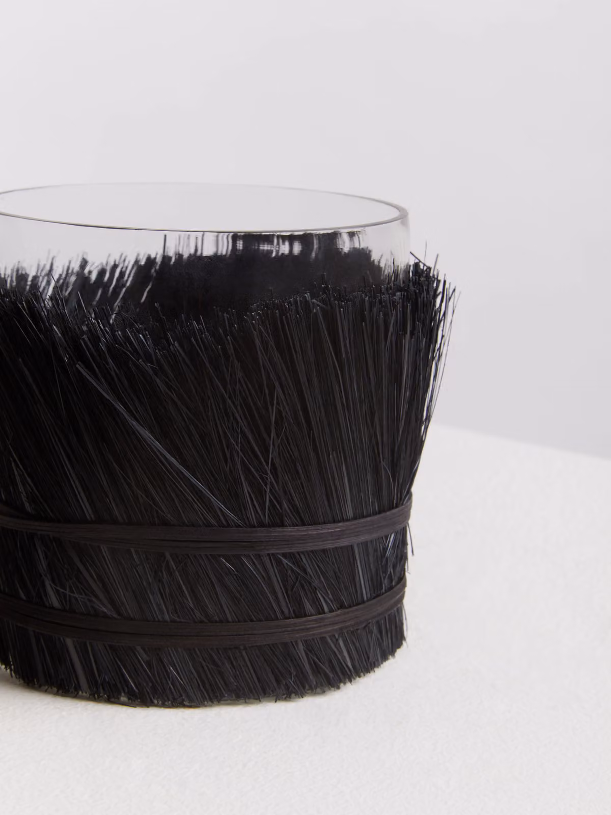 Orsina Modern Round Black Glass and Rattan Tealight Candle Holder – 4