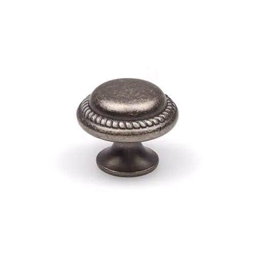 Handle & Home Antique Pewter Matt Zinc Round Knob in Silver Grey